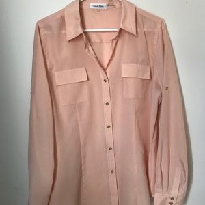 Calvin Klein Large Peach/Blush button down blouse